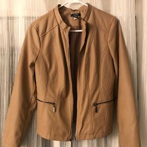 Alfani tan faux leather moto jacket
